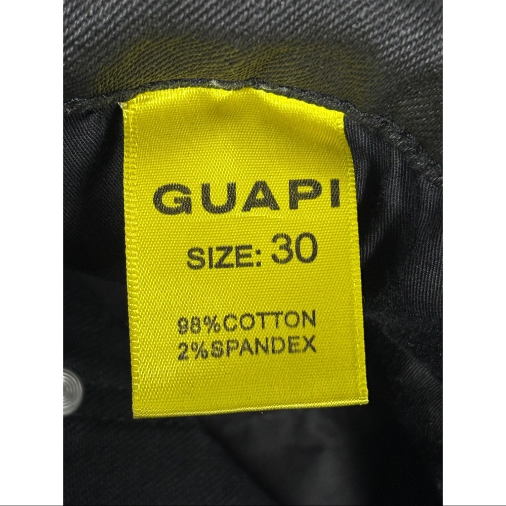NWOT GUAPI Black Embroidered Design Jeans Men Size 30 Bootcut Flare Denim - Picture 4 of 14